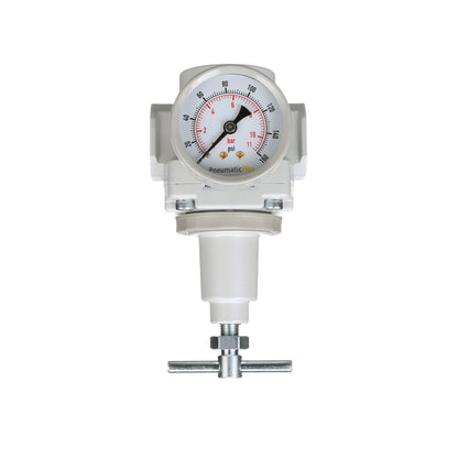 PneumaticPlus SAR400T-N04BG Compressed Air Regulator 1/2" NPT, T-Handle, Gauge & Bracket