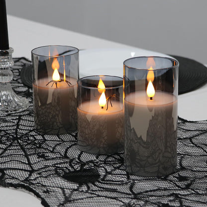 Rhytsing Gray Glass Battery Operated LED Candles with Remote, Flameless Candle Gift Set, Warm White Light - Include 6 Batteries