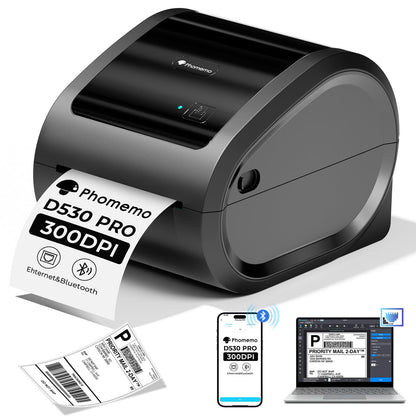 Phomemo Ethernet Thermal Label Printer 4x6, Bluetooth Shipping Label Printer for Small Business, Home, Office, 300DPI Wireless Thermal Printers Compatible with Ethernet/Bluetooth/USB, Etsy, USPS