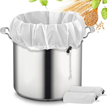 Brew Bags, 2 Pack Extra Large Reusable Straining Bag, 26"x22", 250 Micron Fine Mesh Strainer Bag with Adjustable Drawstring for Home Brewing Hops Grains Fruit Wine Beer Making Brew in a Bag Supplies