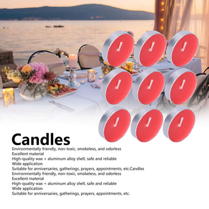 CDQL 50Pcs Tea Light Candles Smokeless Scented Tea Light Candles Round Candles Smokeless Scented Candles Aluminum Alloy Shelled Round Candles Wedding Anniversary Party Supplies (Red), Default