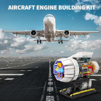 Aircraft Engine Building Kit for Adults STEM Mini Engine Model Toy with Motor &amp Hand Rocker Compatible with Lego Airplane Set Gift Idea for Teens Boys 8-14+ (635 PCS)