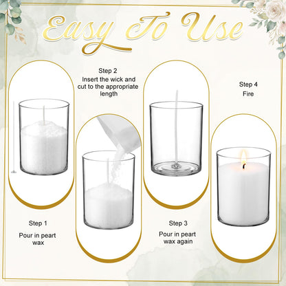Gerrii 5lb Wedding Pearled Candles Sand and Wicks 6 Cylinder Glass Vase Weddings Centerpiece Refillable DIY Sands Candle Wedding Sand Ceremony Kit Gift for Bridal Shower Home Decor Holiday Party Gift