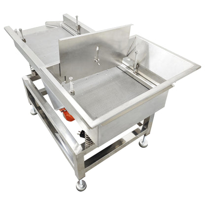 TECHTONGDA Straight Vibrating Sieve Screen Shaker Electric Linear Sifter Machine Stainless Steel One Layer Two Motors 1mm Round Hole Screen Size 11.8×31.5inch 110V