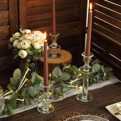 Tableclothsfactory 10" Tall Premium Quality Dripless Unscented Mocha Brown Taper Candles Wedding Dinner Candles for Wedding Decoration Set of 12