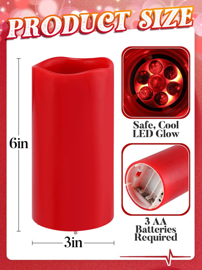Beeplove Valentines Decorations Flameless Candle with Heart Projection - Red LED Candle, Romantic Decorations for Date Night Valentine's Day Party Home, Battery Operated