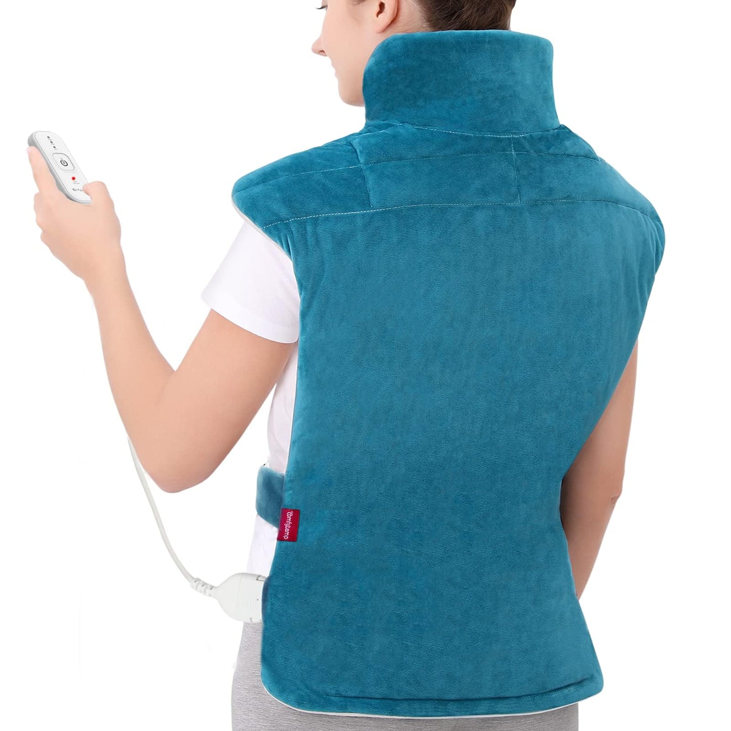Comfytemp Upgraded Heating Pad for Back Neck Shoulders Deeper Pain Relief, 22"x33" Large Weighted Electric Heat Pad, Gifts for Women Men, Safe Design — 2H Auto-Off, Soft & Washable