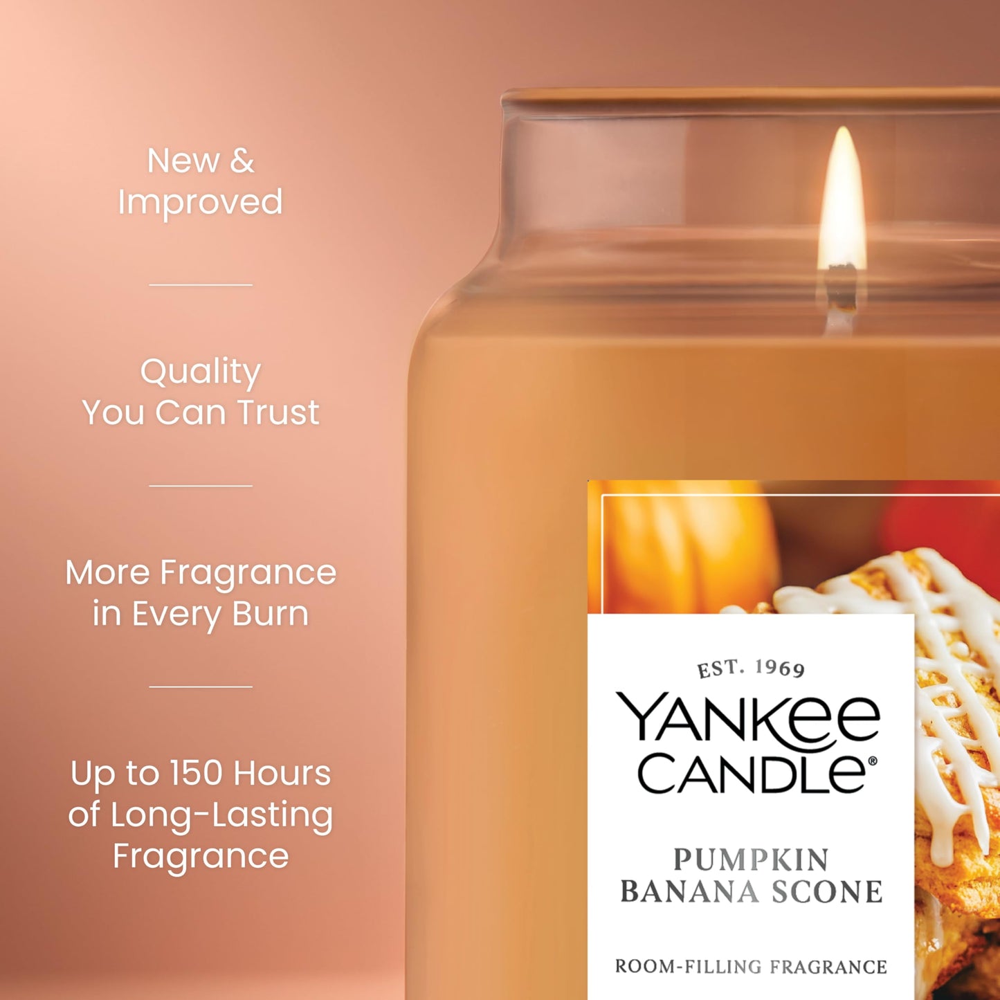 Yankee Candle Pumpkin Banana Scone, Scented Candle, 22oz Large Jar with up to 150 Hour Burn Time, Giftable