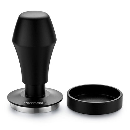 Normcore V4 Coffee Tamper 53.3mm - Spring-Loaded Tamper - Barista Espresso Tamper with 15lb / 25lb / 30lbs Replacement Springs - Anodized Aluminum Handle and Stand - Flat Base, Black