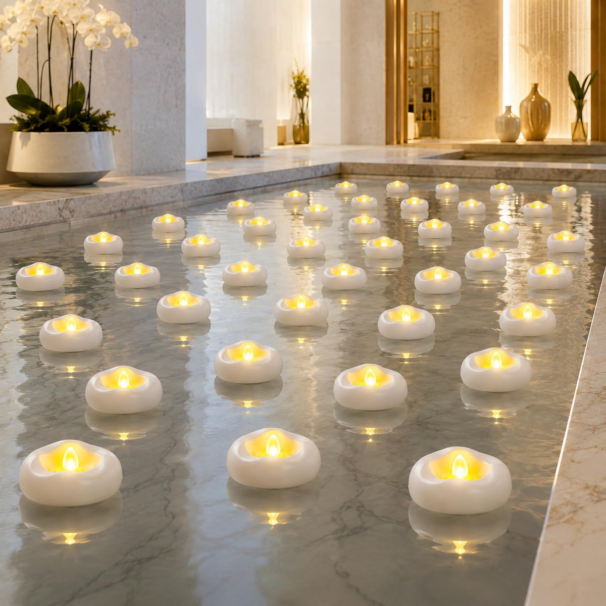 36 Pack 2.3” Flameless LED Floating Candles, Water-Activated Battery Operated Floating Candle with180+ Hours Runtime for Cylindrical Vase, Pool, Fountain - Ideal for Wedding, Party Decoration