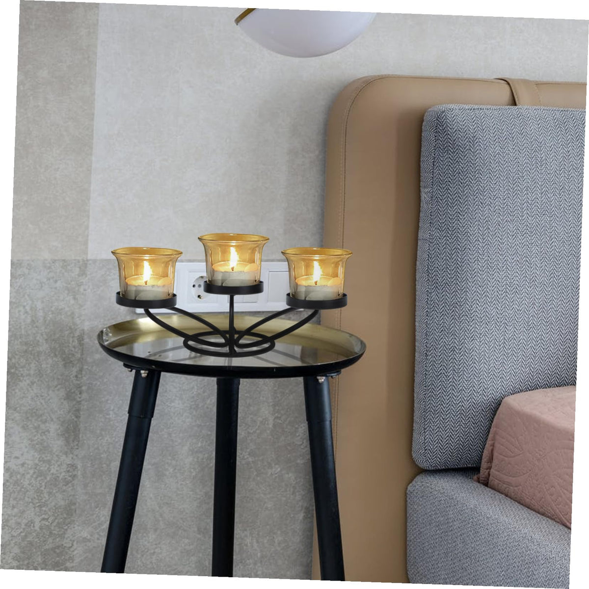 Beaupretty 3 Arms Candle Holders Christmas Metal Candelabra Taper Candle Stand Retro Candle Stand Candlestick Cup for Fireplace Table Wedding Decoration