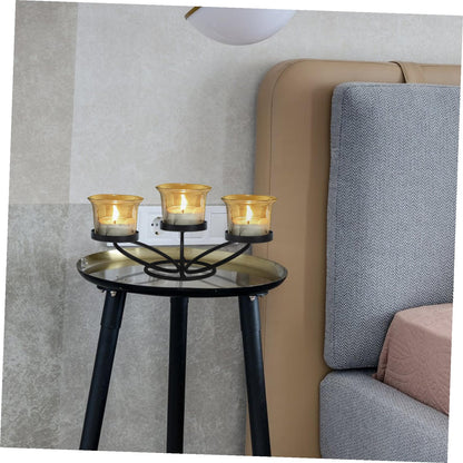 Beaupretty 3 Arms Candle Holders Christmas Metal Candelabra Taper Candle Stand Retro Candle Stand Candlestick Cup for Fireplace Table Wedding Decoration