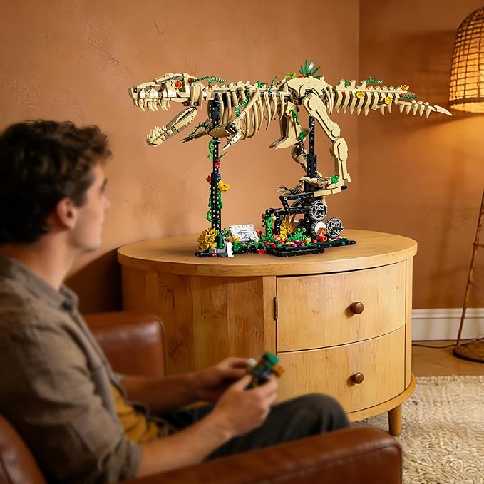 Dinosaur Fossil Building Kit T-Rex Dinosaur Fossil Kit with Power Function Legs STEM Dinosaur Building Sets for Adults and Boys 8-14 Educational Gift Display ModelHome or Office Decor