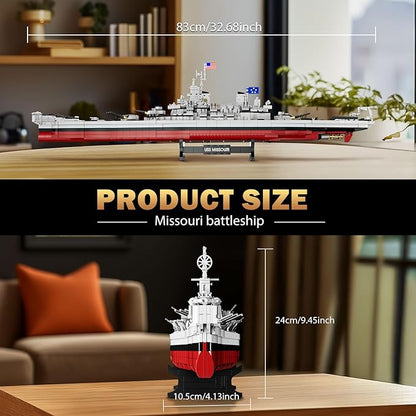 Missouri Battleship Building Kits for Adult Boys (2228 Pieces) - Large Military World-Class Missouri Battleship Model for Home Office Collection Birthday Gifts for Building Blocks Lover