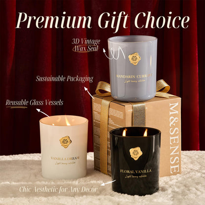 M&SENSE Mandarin & Currant Scented Candle | 90-Hour Burn,16.6 oz | Long-Lasting for Mood Healing and Gifting | Natural Non-Toxic Soy Wax | for Bathroom, Kitchen, Office