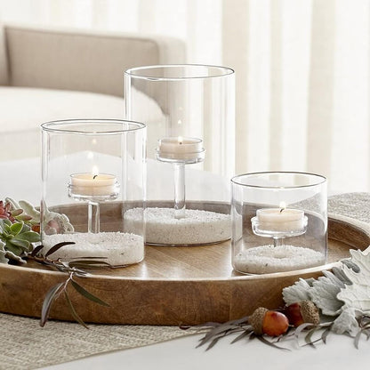 Maimeili Glass Candle Holder Hurricane Crystal Decorative Candle Fits Standard Tealight for Table Wedding Dinning Centerpieces Party Supplies Home Decor