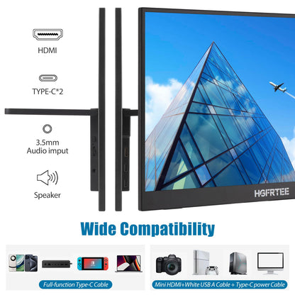 HGFRTEE Portable Monitor Touchscreen 14", 1920x1200 60Hz USB-C & FHD External Display Touch Screen for Laptop/Mac/Gaming/Office, VESA Mountable Travel Monitor with Built-in Speakers-LCD Panels