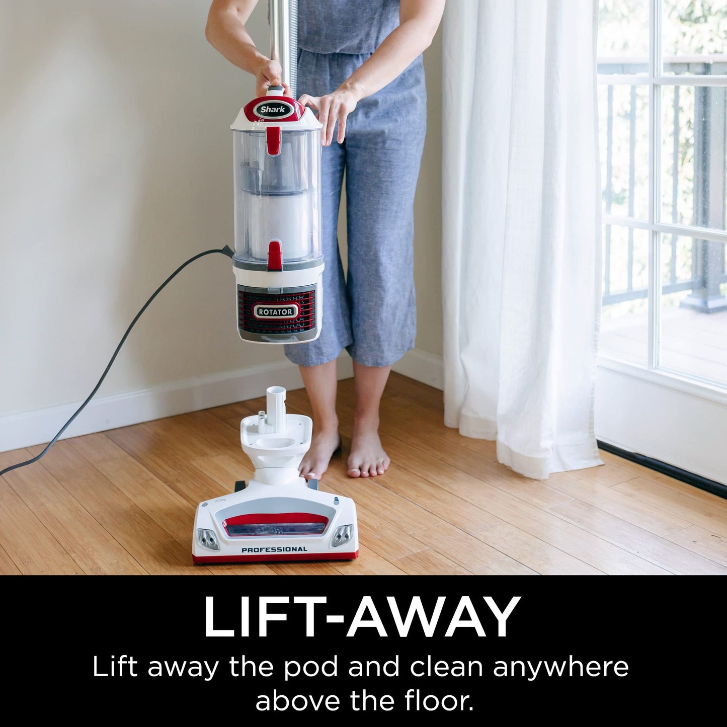 Shark Upright Vacuum Cleaner | Rotator Lift-Away | Pet Hair, Carpet & Hard Floor Cleaning | Dusting Brush, Upholstery & Crevice Tools | HEPA Filter | Swivel Steering | Headlights | White/Red | NV501