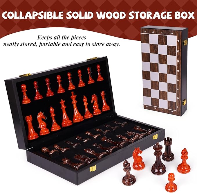17 Inch Super Large Chess Set Weighted Acrylic Chess Pieces with Zinc Alloy Core 4.2” King Luxury Staunton Chess Set Professional Tournament Folding Chess Board for Home Club &amp Display