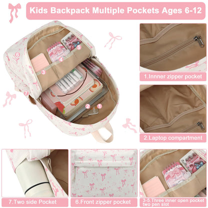 BTOOP School Backpack for Girls Kids Teens Cute School Bookbag Set with Insulated Lunch Box Pencil Case