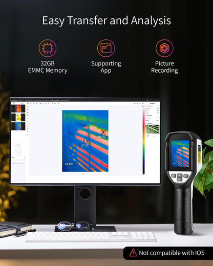 Firecore FI160S Thermal Imaging Camera, 320x240 Super Resolution Infrared Imager, 32GB,-4°F~1022°F, 25Hz Handheld Infrared Camera with Laser for HVAC Electrical Home Inspection Plumbing Leak Detection