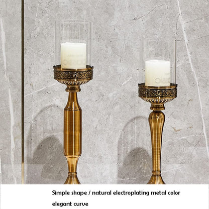 UWYTGF Candle Stands European-Style Candlestick Ornaments Luxury Candle Holder Wedding Wedding Props Romantic Candlelight Dinner Jewelry Candlestick Holder for Candlelight Dinne,One Color,Brass