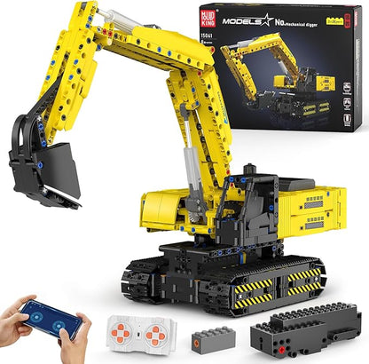 Mould King RC Excavator Building Sets 15061 Construction Engineering Model Kits with APP Remote Control Building Kits MOC Construction Vehicles Sets for Adult(1113PCS)