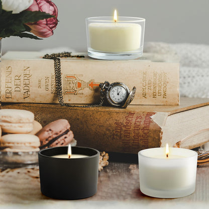 SHOWIN Thick Candle Jars for Making Candles 20 Pcs, 4 OZ Empty Jars with Wood Lids for Candle Making, Sample Container, Frosted White