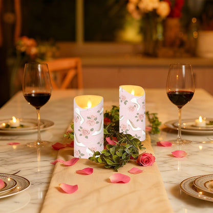 Gravopti Pearls & Heels 2 Pack Flameless LED Pillar Candles with Remote & Timer, Battery Operated, Flickering Wax Candle for Wedding, Romantic Home & Party Decor