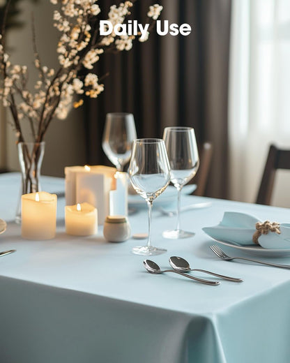 Pureegg Plastic Table Cloth Disposable 10 Pack, 54 x 108 Inch Table Cloths, Easter Party, Picnic, Wedding, Decorative Tablecloths, Rectangle, Baby Blue Plastic Cover, Leakproof & Sturdy, Light Blue