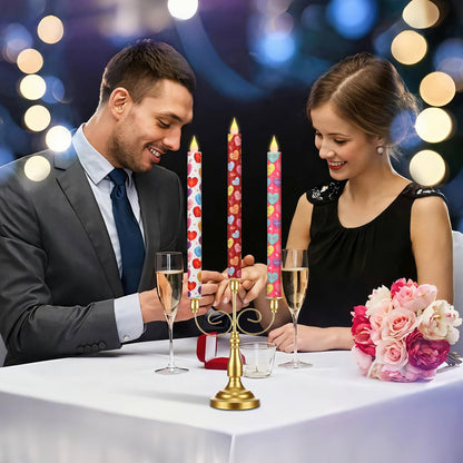 LCZLUMIPRO Valentine Taper Candles, 6 Pcs 10.6 Inch Flameless LED Candlesticks with Remote & Timer, Battery Operated Conversation Heart Decor for Valentine‘s Day Dinner Anniversary Wedding Table Decor