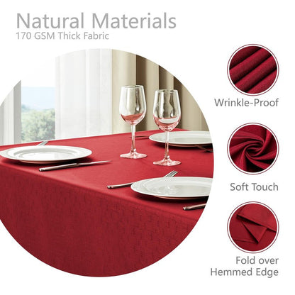 Veblandy Rectangle Tablecloth Waterproof 60x104 inch Linen Textured Table Cloth Stain and Wrinkle Resistant Washable, Decorative Fabric Table Cover for Dining, Party and Camping, Red