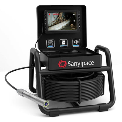 Sanyipace 18MM Sewer Camera, 66FT/20M Drain Inspection Camera with Microphone and Speaker, 1080P IP68 Waterproof Pipe Camera with 8 LEDs, Stiff Cable for Drain Duct Plumbing Inspection, 32GB Card