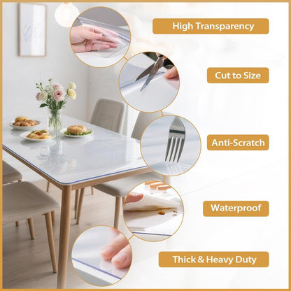 ProsperJoyChant Clear Table Protector 36 x 60 Inch, 1.4mm Thick Waterproof PVC Plastic Table Cover, Durable Table Pad for Dining Room, Kitchen, Writing Desk, and Coffee Tables