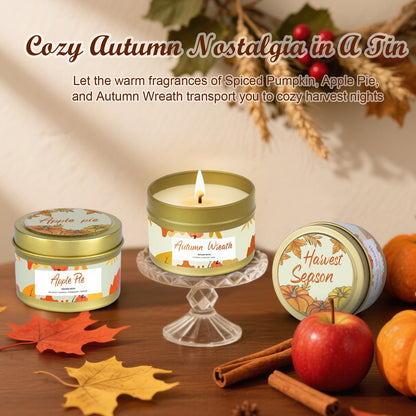 Birthday Mother Day Candle Gifts,Small Fall Candles 6 Pack,Pumpkin Candle for Home Scented, Mother Day Present,Berry,Spiced Apple Pie,Autumn Breeze,Cinnamon,Fall Candle Set for Women Wife Mom Mother