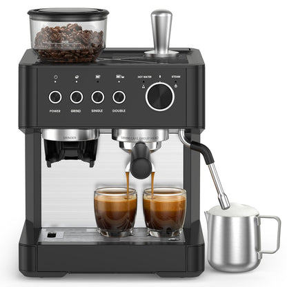 Kismile 20-Bar Espresso Machine with Grinder, Expresso Coffee Machines Coffee Maker with Grinder, Milk Frother/Steam Wand & Tamping Tools for Cappuccino & Latte