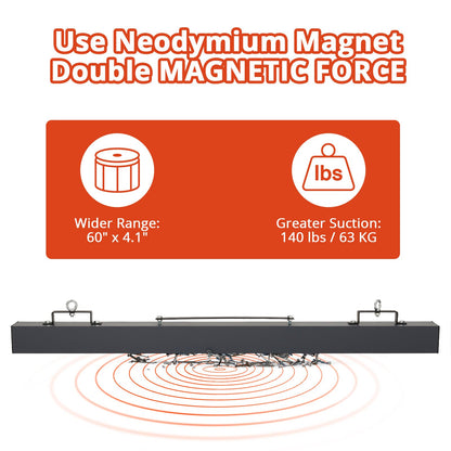 48" Heavy Duty Magnetic Sweeper – 120LB Capacity Industrial Magnet Bar for Nails, Bolts & Metal Debris – Quick Release Lever for Easy Cleanup – Works On Grass, Concrete & Gravel