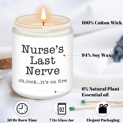 Homsolver Nurse Gifts for Women, Unique Birthday Christmas Graduation Thanksgiving Nurse Day Gift for Head Nurses, Nurse's Last Nerve Scented Candles