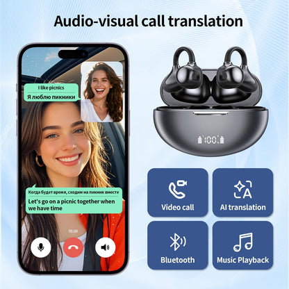 Jrrese AI Translation Earbuds Real Time, 164 Languages 80H Playtime Translator Ear Buds Audifonos Traductores Inglés Español Wireless Earphone Bluetooth AI Headphone for Travel Meeting Learning