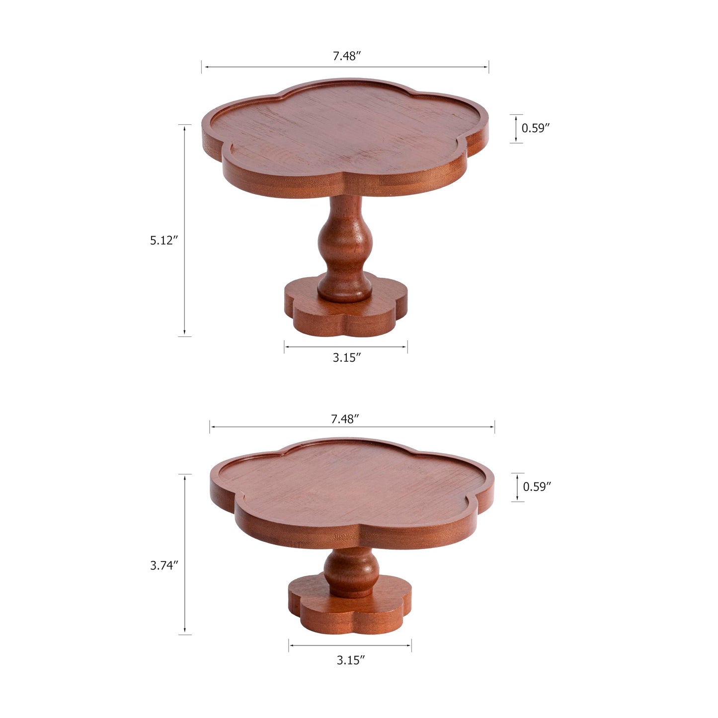Candle Holders for Candlesticks – Boho Set of 2 Five-Petal Flower-Shaped Bamboo & Wood Candlesticks, Spacious Top Tray Fits Large Pillar Candles & Holds Decor, Rustic Table Centerpiece