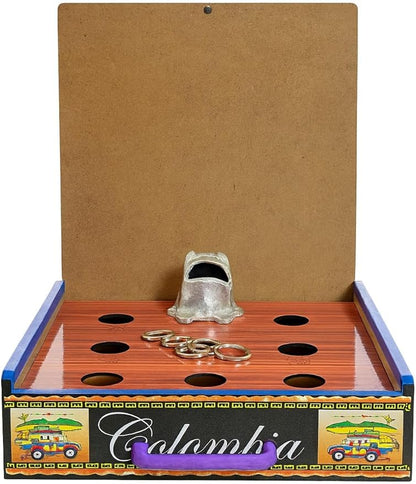 2-in-1 Traditional Colombian Board Game – Sapo (Frog Toss) &amp Parqués Portable Set with Dice and Pawns – Adult Social Game
