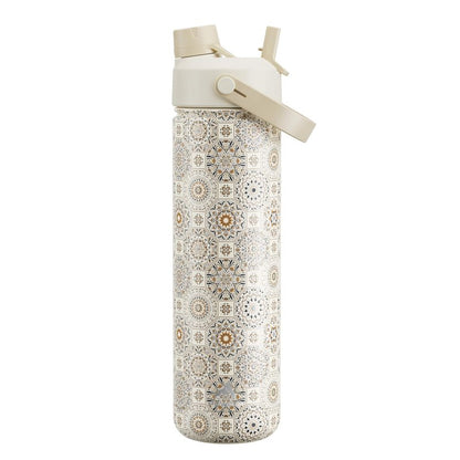 POWCAN 26 oz Insulated Water Bottle with 2-in-1 Straw and Spout Lid, Keep Cold 24H, Leak-Proof, Fits in Car Cup Holder, Stainless Steel Water Bottle for Gift, Gym, Travel and Home (Ivory Porcelain)