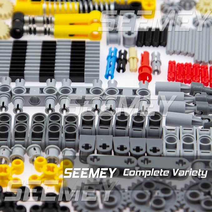 SEEMEY 855Pcs MOC Spare STEM Parts Cars Gears Axles Wheels Connectors Building Block Accessories Pieces Sets Chain Link Pins Connector Joints Bricks Shock Absorber