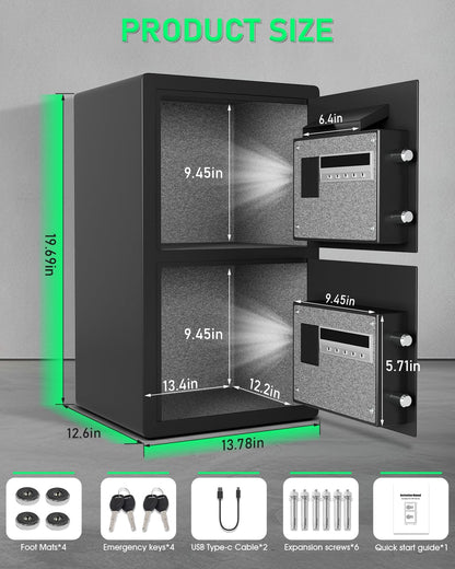 Omethey 5.0 Cu ft Extra Large Safe Fireproof Waterproof, Digital Security Safe Box with Deposit Slot & Metal Storage Box with Backlit Keypad & Dual Alarm for Home Office