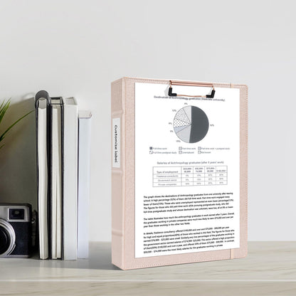 Ospelelf 3 Ring Binder with Clipboard, 1 Inch Leather, Letter Size (8.5" x 11"), Clipboard Binder with 5 Tab Dividers, Rose Gold
