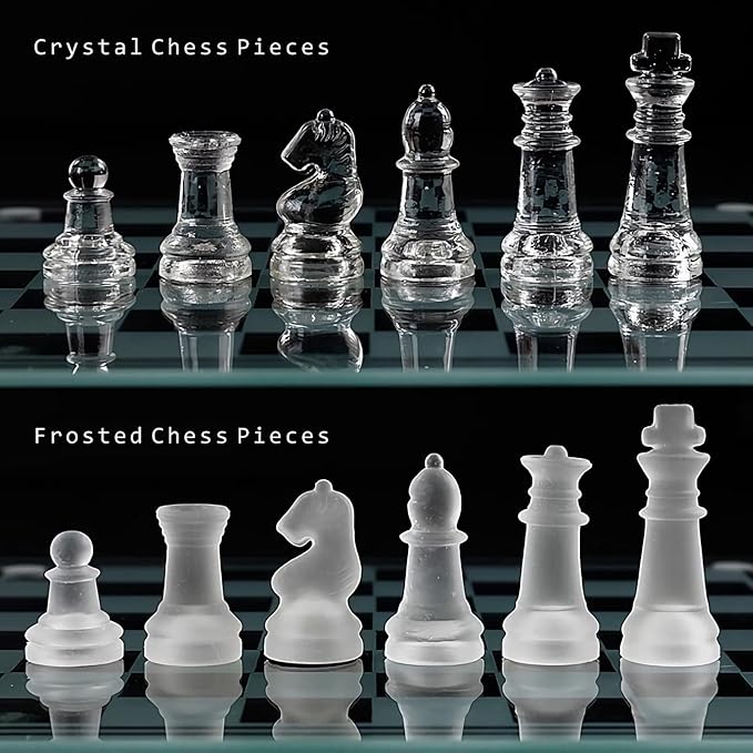 Elegant 10 Glass Chess Set - Premium Quality Board Game for All Ages for Chess Enthusiasts and Home Decor