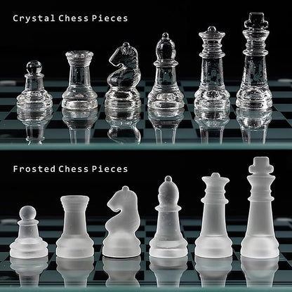 Elegant 10 Glass Chess Set - Premium Quality Board Game for All Ages for Chess Enthusiasts and Home Decor