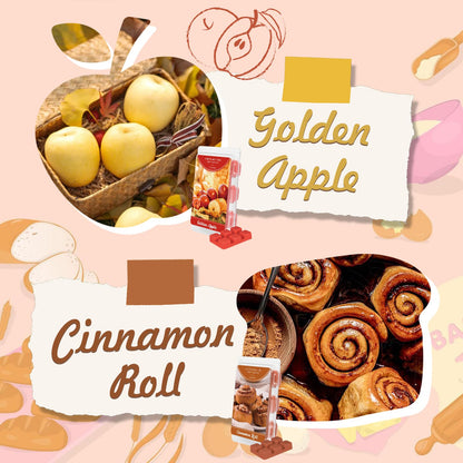 SCENTORINI Wax Melts, Wax Cubes Strong Scent, Summer Scent Candle Wax Tarts 4 Cinnamon Roll & 4 Golden Apple Scented Wax Melts for Warmer, Home Fragrances