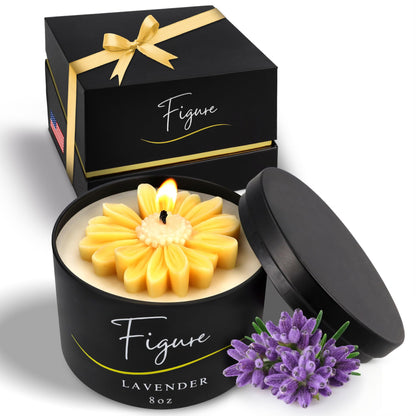 Yellow Daisy Scented Candle – Lavender Aromatherapy | Hand-Poured in USA | All Natural for Women & Men | Organic Soy & Beeswax Blend | 100% Beeswax Wick | Gift-Ready Candle for Relaxation