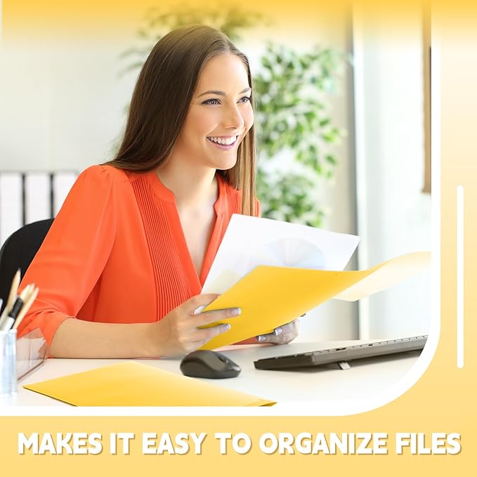 Henoyso 150 Pack Plastic Folders with Clear Front Pockets Heavy Duty File Folders with 2 Pockets and Card Slot for Classroom School &amp Office Bulk Supply (Yellow)